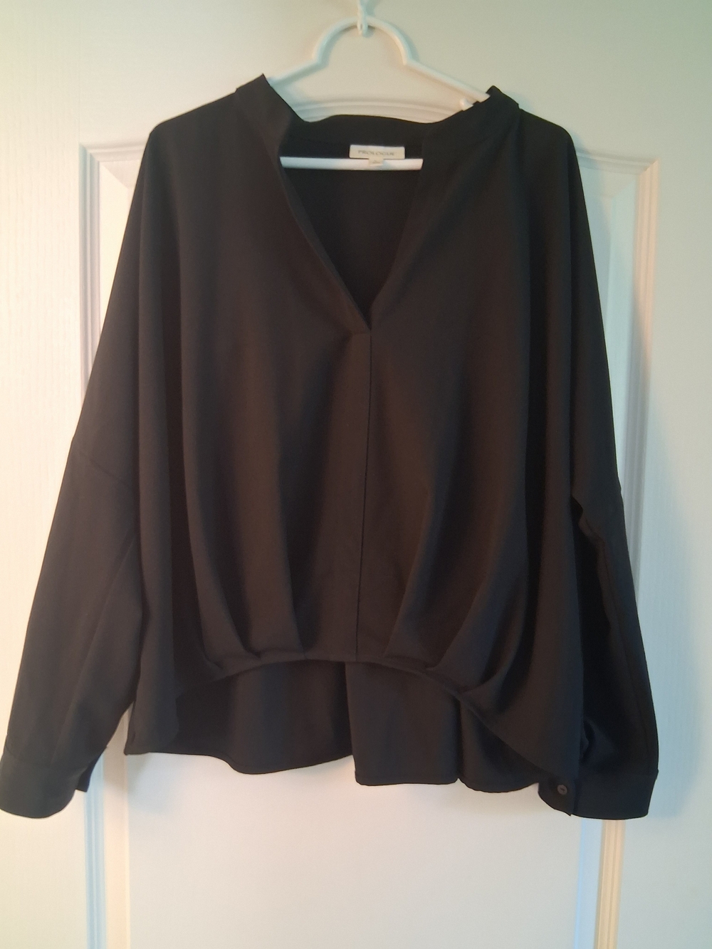 Prologue long-sleeve tuck-detail blouse featuring a relaxed V-neckline